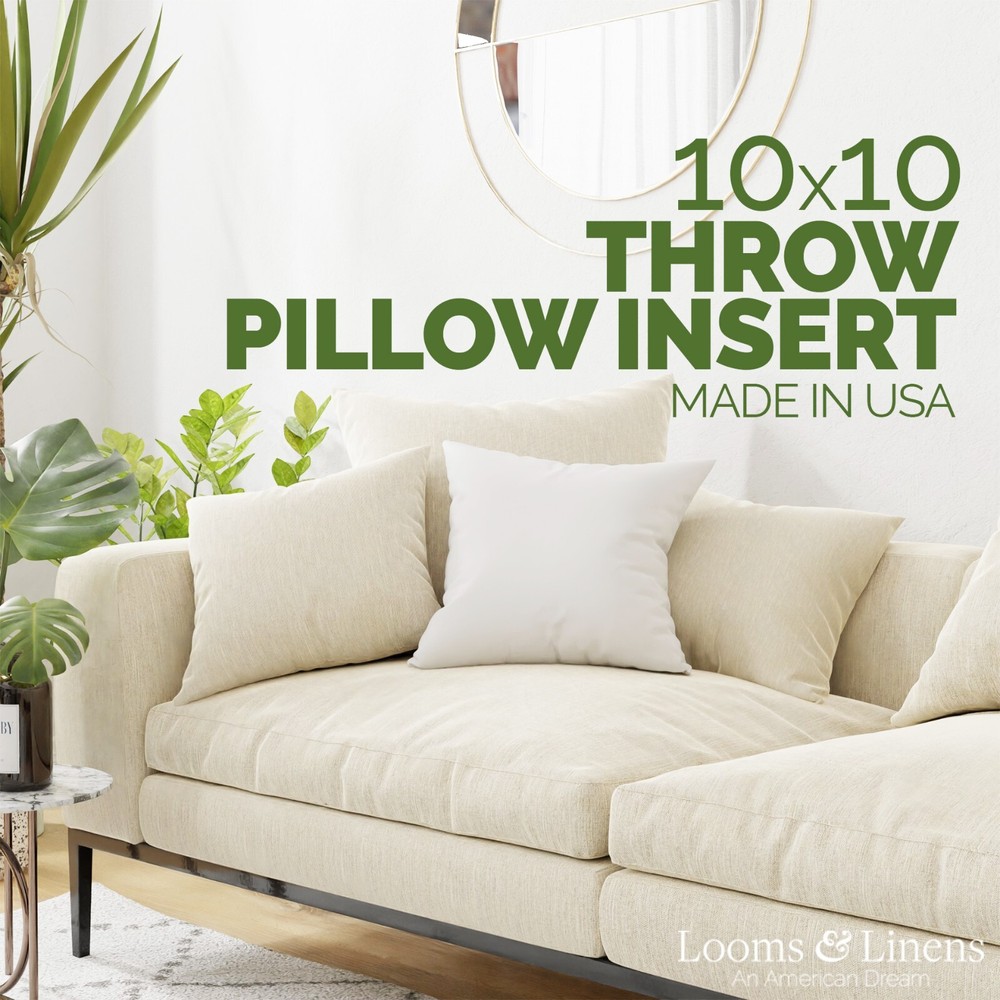 10x10" Throw Pillow Inserts Sham Stuffing Made in USA Hypoallergenic Form Insert