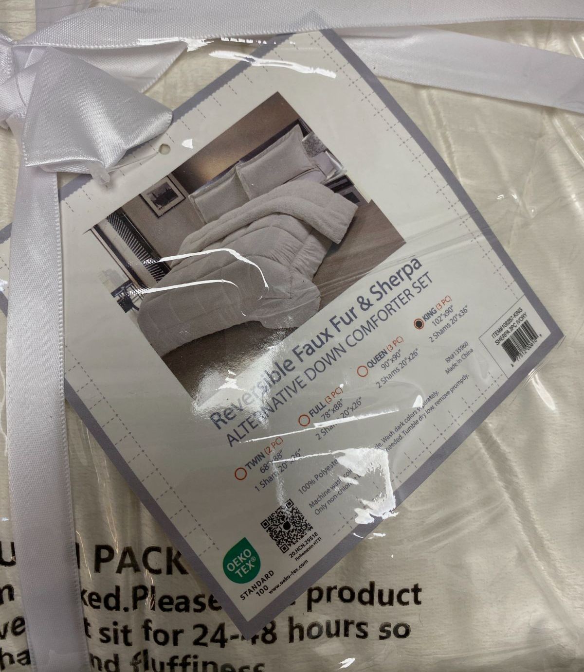 Swift Home Ivory Reversible Micromink-Sherpa 3pc Bedding Comforter Set, King gallery