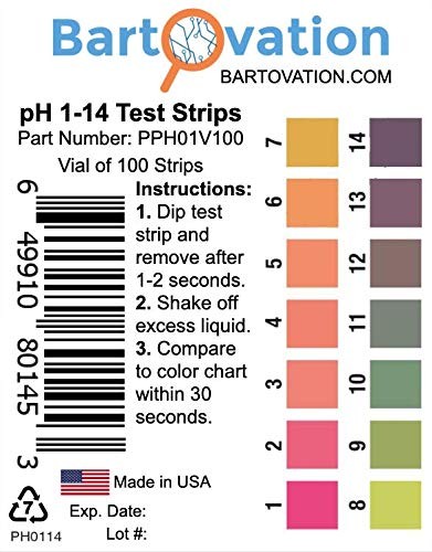 pH 1-14 Wide Range Test Strips [Moisture-Proof Vial of 100 Strips] Made in USA gallery