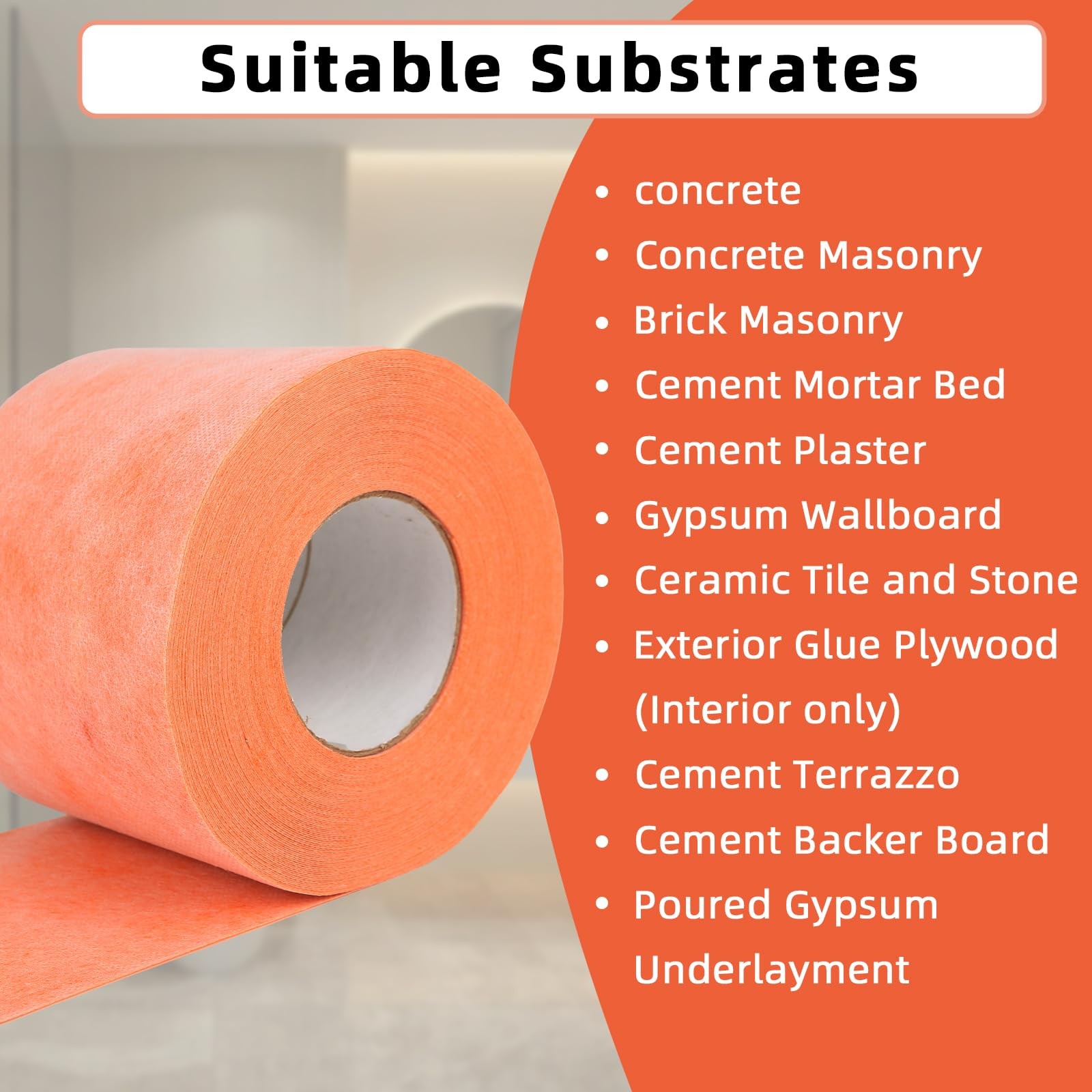 Professional Waterproof Membrane for Shower,5In x 100Ft(42 5IN x 100FT 42 SQ gallery