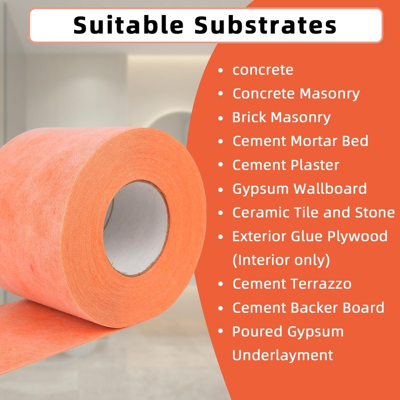 Professional Waterproof Membrane for Shower,5In x 100Ft(42 5IN x 100FT 42 SQ gallery