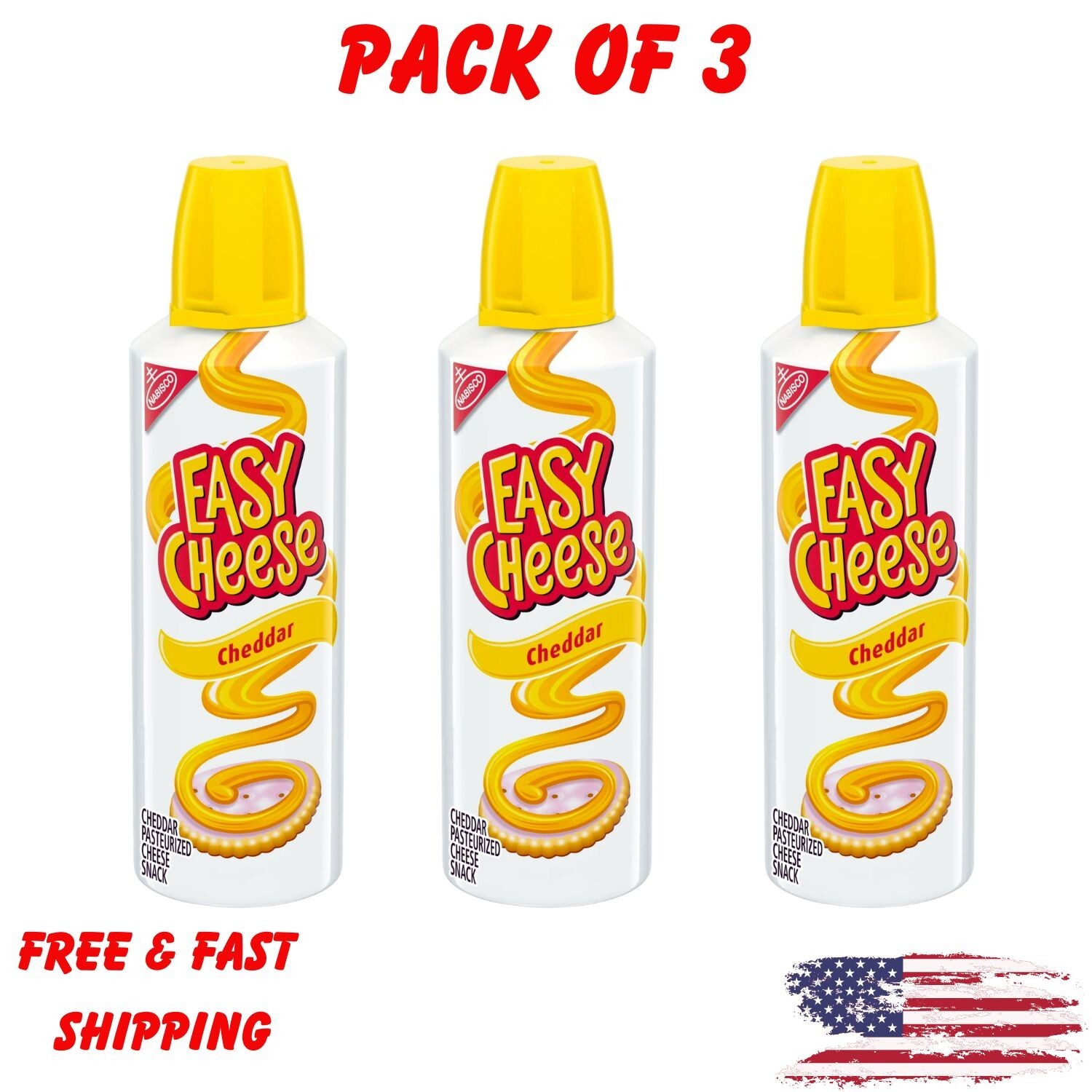 (3 pack) Easy Cheese Cheddar Cheese Snack, 8 oz gallery