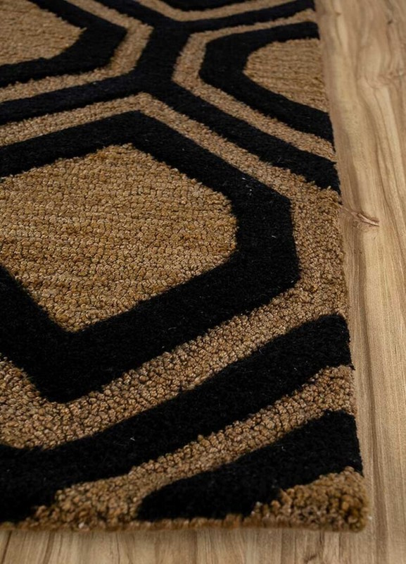 Pattern Hand Tufted Loop Cut Pile Bronze Black Rug, 8x10, 9x12 Handmade gallery