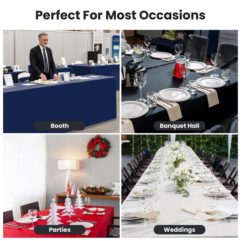 2 Pack Fitted Tablecloth 6FT Rectangular 72x30 Black Table Cover gallery