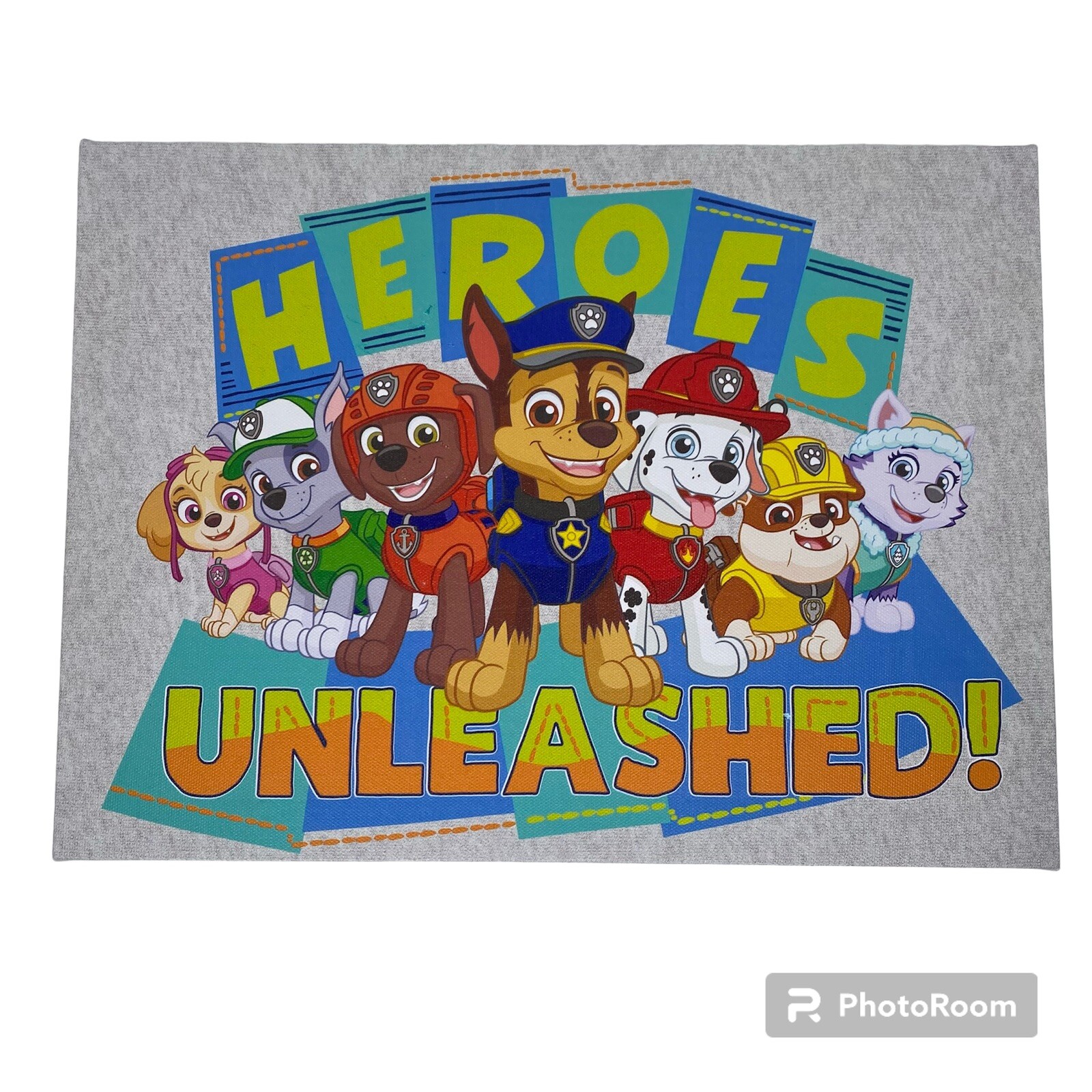 Paw Patrol Heroes Unleashed! Printed Canvas Wall Art Hanging EUC Wood Frame Back gallery