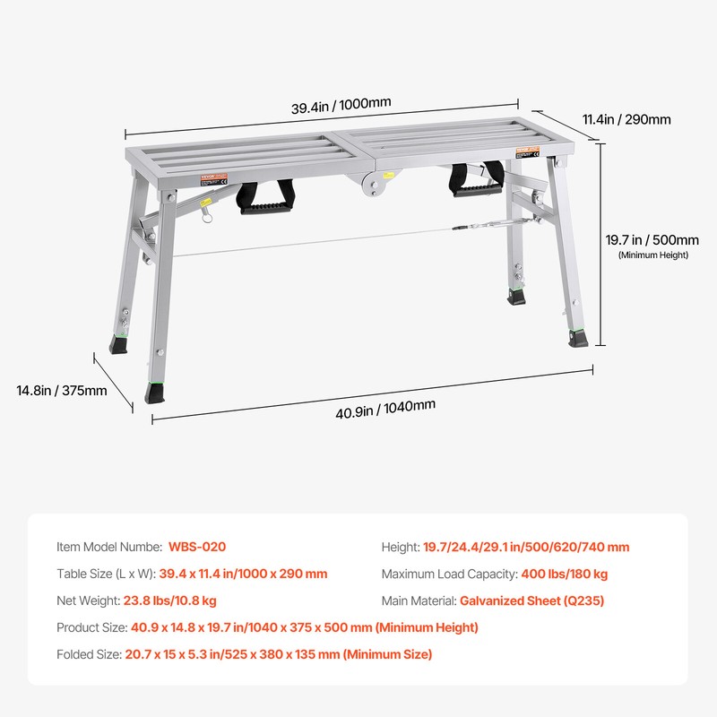 Work Platform Adjustable Height Portable Scaffolding Platform 400 lb Load gallery