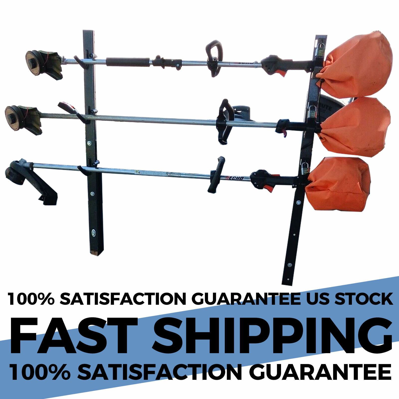 3-Place Weeder Trimmer Rack Holder For Open Landscape Trailer Lockable gallery