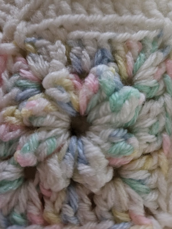 3D Granny Square Afghan Handmade 38in X 49in. pink/white Handmade gallery