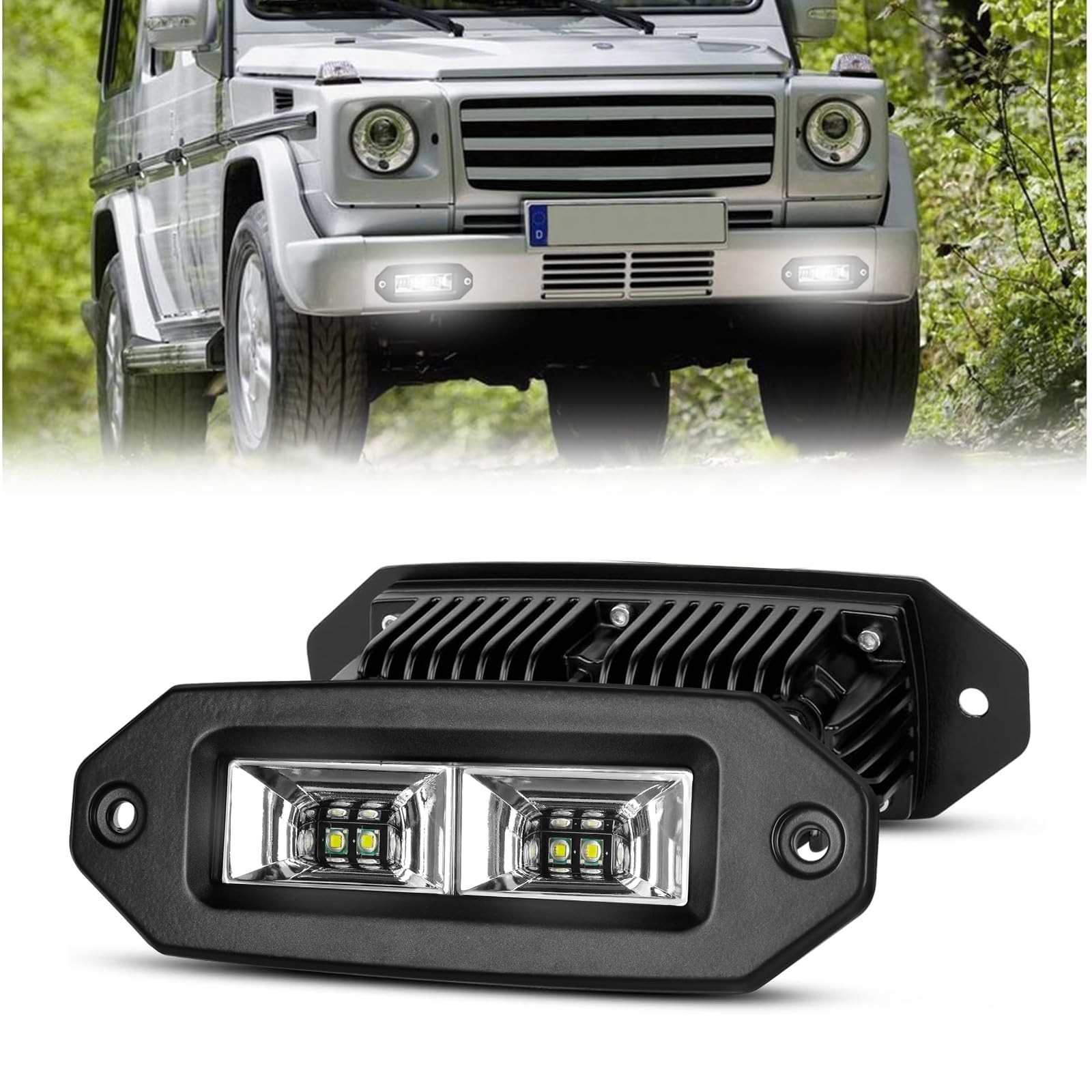 Flush Mount LED Pods, 40W 2PCS Off Road Backup LED Light Bar Driving Lights F... gallery