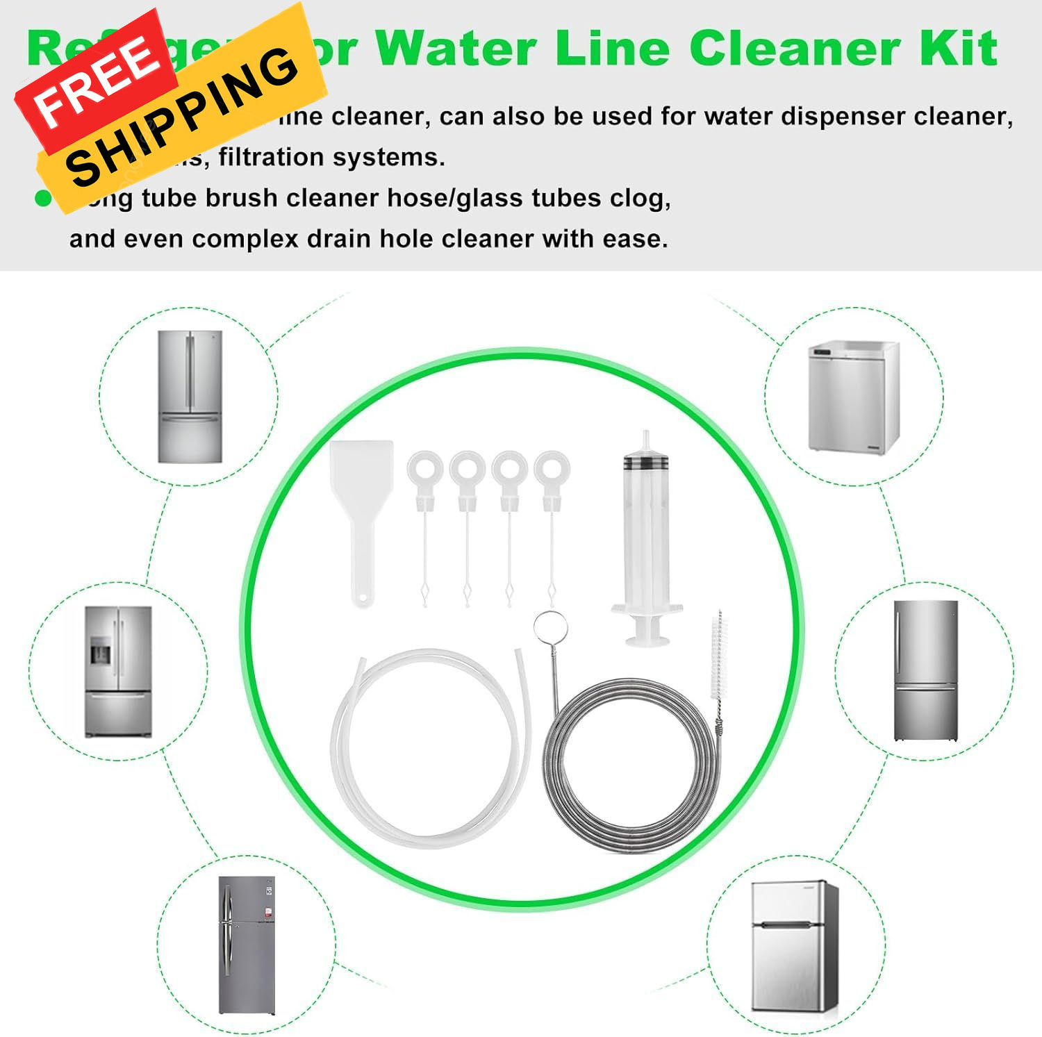 8 PCS Refrigerator Drain Cleaning Tool - Fridge Water Line Cleaner Kit... gallery