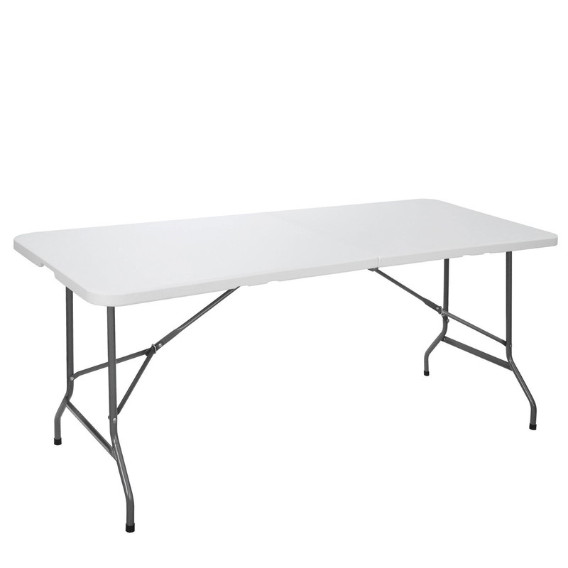 Rectangular Plastic 6 Ft Folding Table Dining Picnic Camp W/Handle 220lbs White gallery