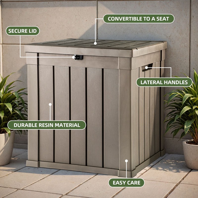 Waterproof Lockable Patio Storage Box with Side Handles gallery