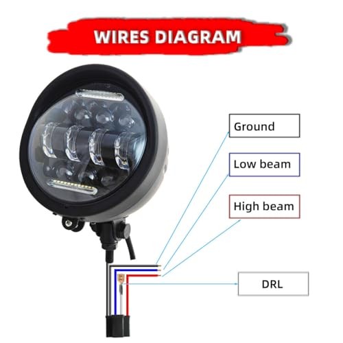 Matt Black Motorcycle LED Headlight 5.75" with Visor gallery
