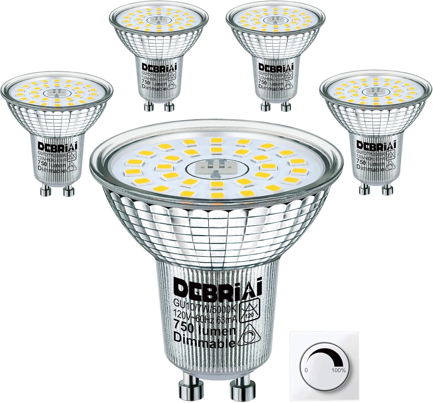 GU10 7W LED Dimmable Light Bulb, Equivalent 75W Halogen, 5000K Daylight White... gallery