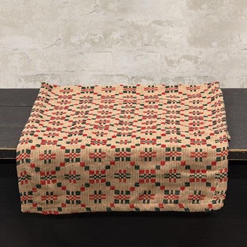 Country Snowfall RED TAN GREEN Table Runner 14" x 56" Primitive Farmhouse gallery