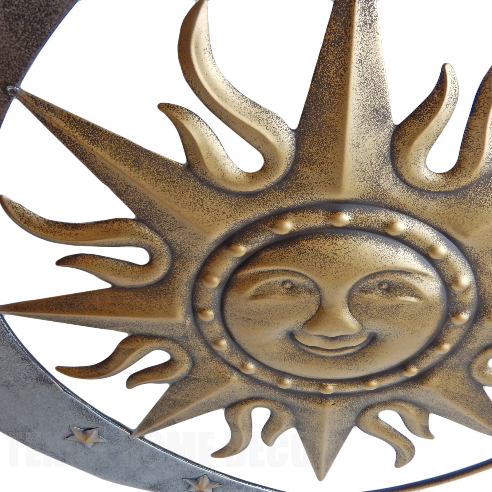 Sun Face Rays Moon Stars Metal Wall Plaque Sign Astrological Decor 24 inch gallery
