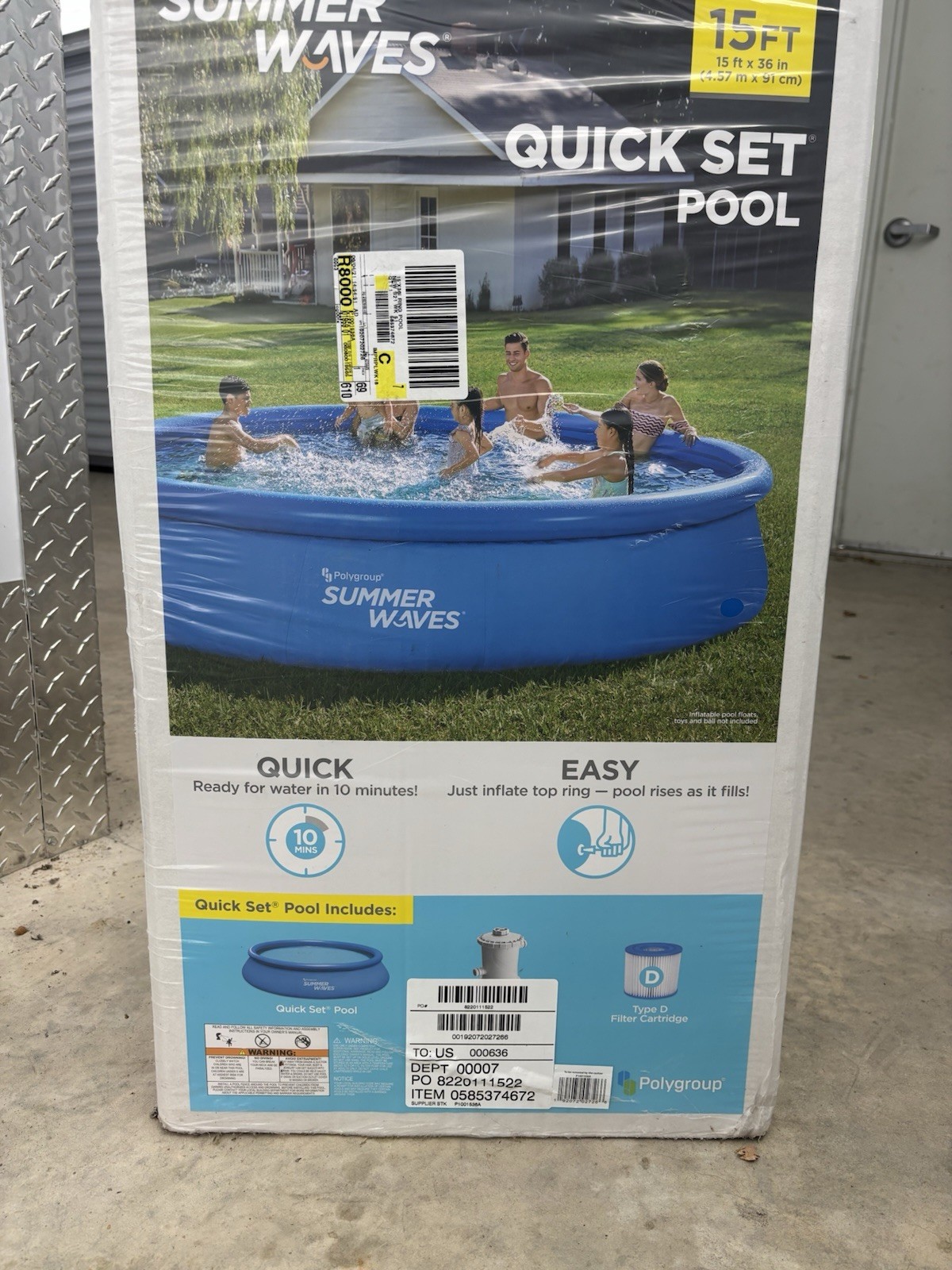 Summer Waves 15 ft x 36in Quick Set Inflatable Above Ground Swimming Pool & Pump gallery