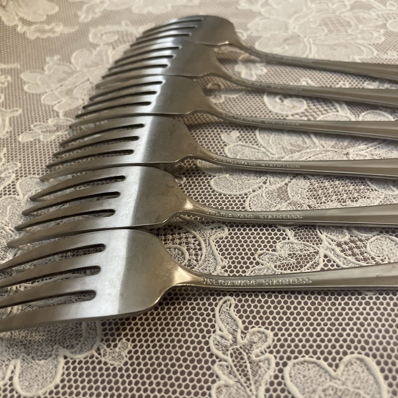 Oneidaware Allegiance Stainless Flatware Lot Of 6 Salad Forks Nice! Pretty Shiny gallery