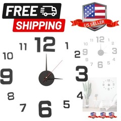 3D DIY Wall Clock, Frameless Silent Wall Clocks Large Decor Sticker for Home …