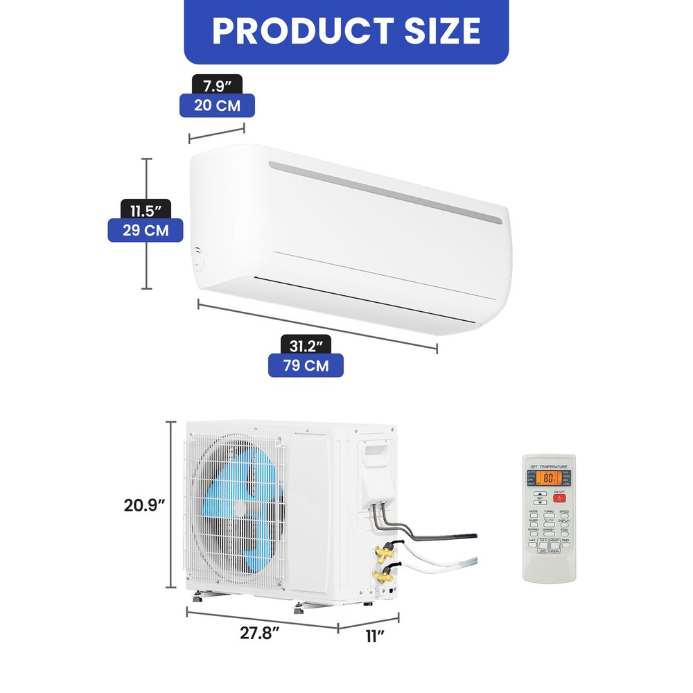 12000 BTU 110V Mini Split Air Conditioner Cool Heat Pump Wifi System Ductless