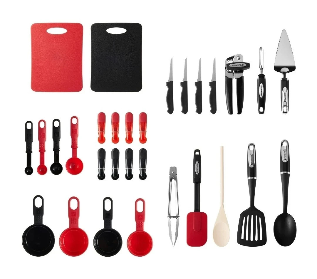 Farberware 30-Piece Black And Red Kitchen Tool and Gadget Starter Set *NEW* gallery