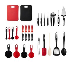 Farberware 30-Piece Black And Red Kitchen Tool and Gadget Starter Set *NEW*