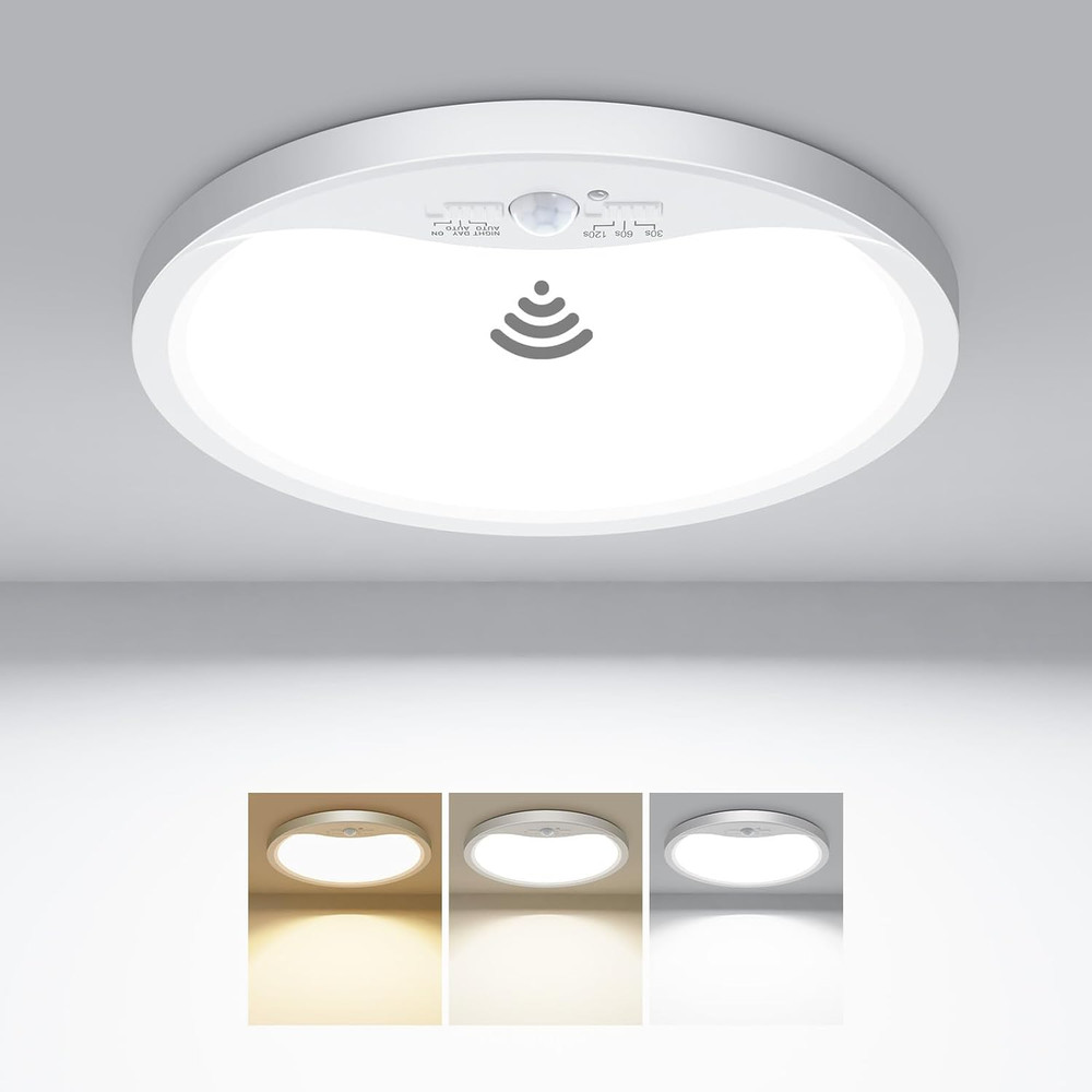 Motion Sensor Ceiling Light Wired, 3000K/4000K/6500K LED Flush Mount Ceiling Lig