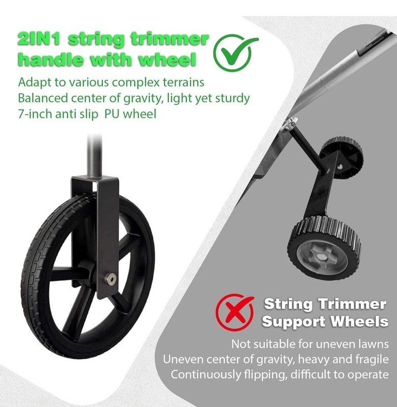 2-in-1 Wheeled String Trimmer Handle Extension 33-37 in Black Aluminum gallery