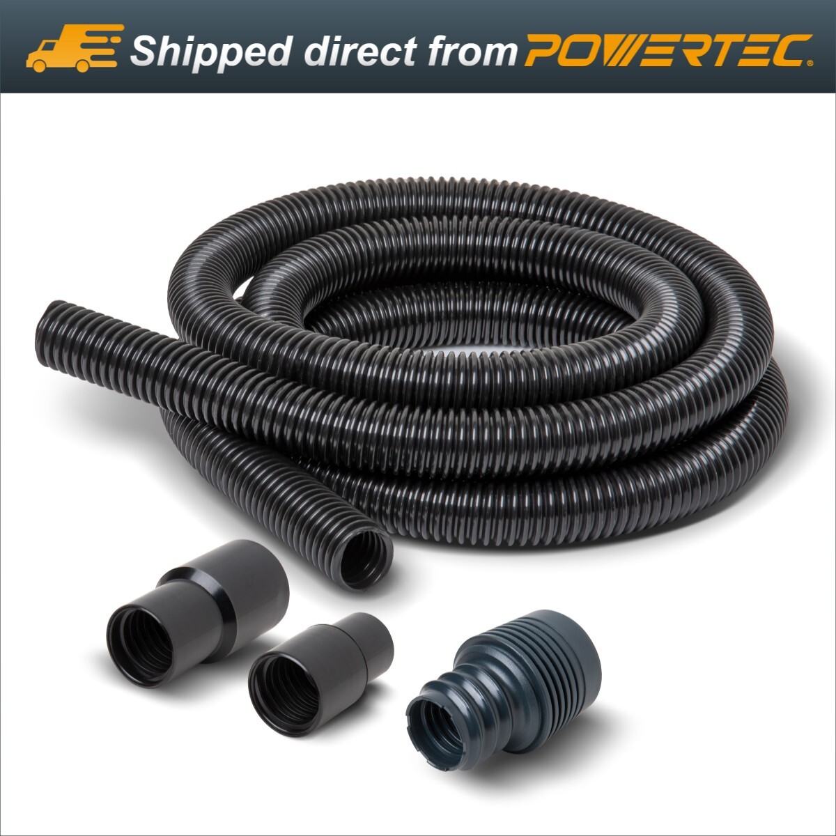 POWERTEC 70356 Dust Collection Hose with 2 Fittings Plus 1 Quick Connector gallery
