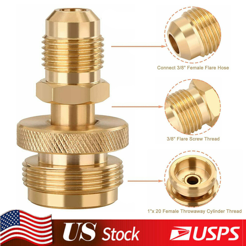 1LB Propane Tank Cansiter Regulator Adapter Connect to 3/8"Male Flare 5/8"-18UNF gallery