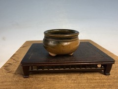 Japanese Unknown Maker Shohin Bonsai Tree Pot 2 1/2 By 1 5/8” Unique Glaze