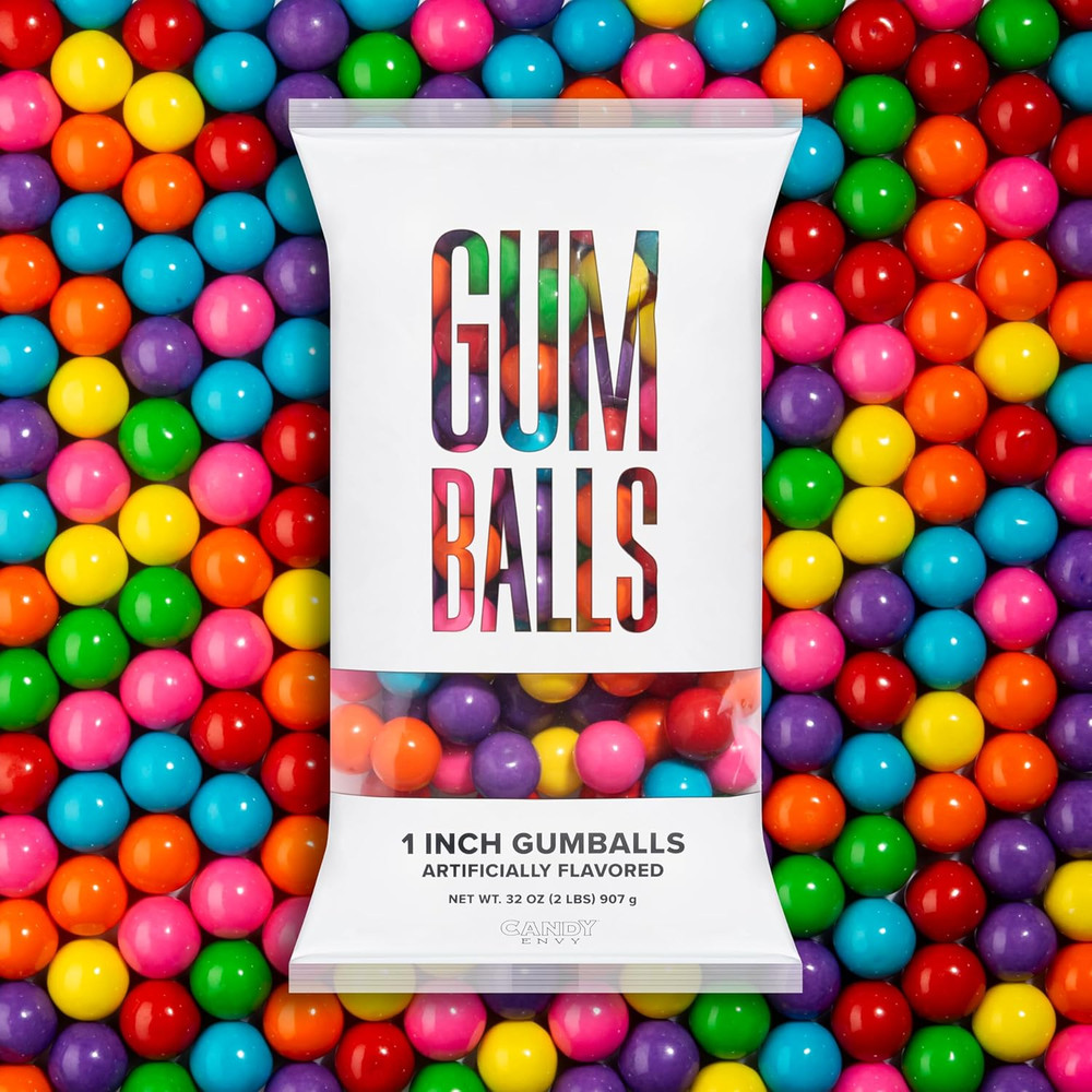 Assorted 1 Inch Gumballs - 2Lb Bag - Approximately 113 Gumballs per Bag
