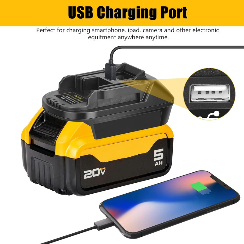 USB Battery Adapter Converter For 20V DEWALT Milwaukee M18 Convert To Makita 18V gallery