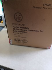 Stone Lain Porcelain 16pc Dinnerware Set, Service for 4, White (Open Box) BLB045