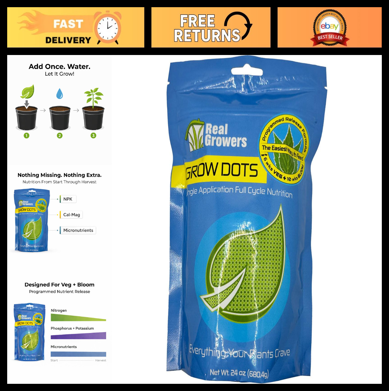 24oz Grow Dots - One-Time Nutrient Release for Soilless Media, Easy Application gallery