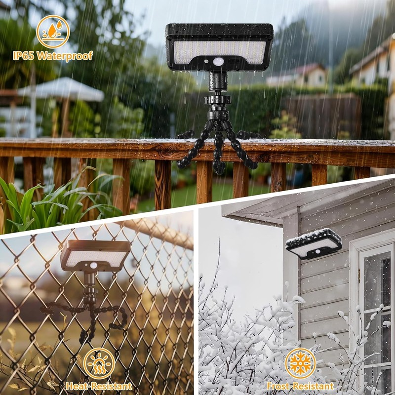 2PACK Motion Sensor Solar Lights Outdoor - 1000LM Clip On Solar Sercurity Lights gallery