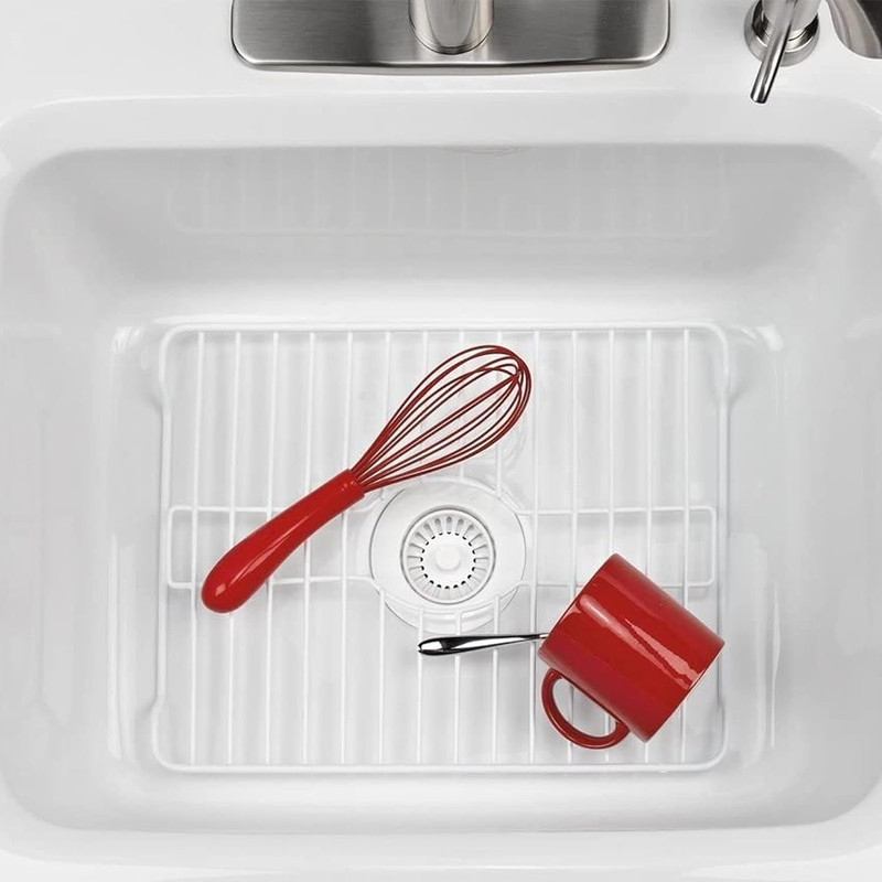 Small White Sink Protector for Kitchen Sink, Metal Grid Mat Fits Compact Sing... gallery