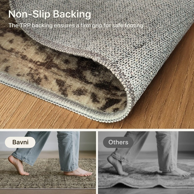 5x7 Area Rug Machine Washable Boho 5' x 7' (Rectangular), Vintage Sage Green gallery