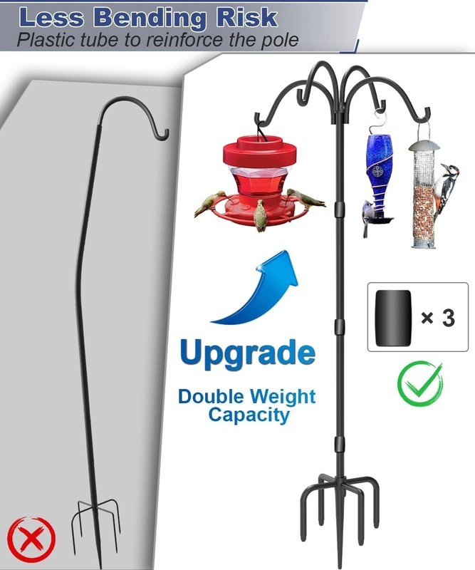 Upgrade 4-Hook Shepherds Hooks for Outdoor with Plastic Tube, 60" Heavy Duty Bir gallery