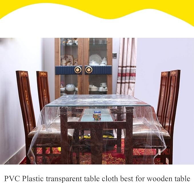 1 Clear Transparent PVC Tablecloth Table Protector Waterproof Covering 60X90 gallery