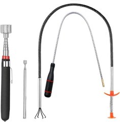4 Pack Telescoping Magnetic Pickup Tools Flexible Grabber Claw & Magnet Set New