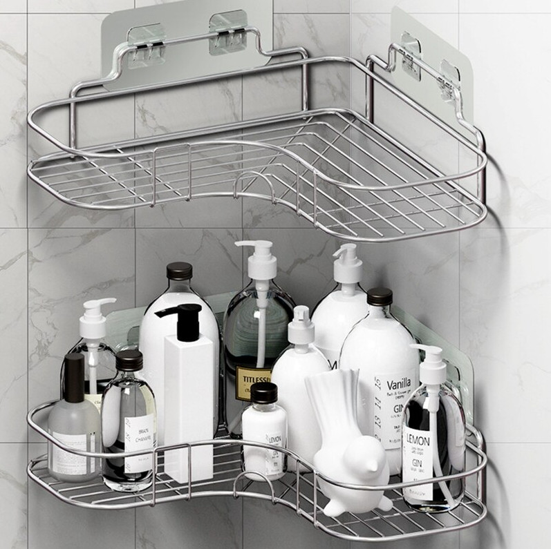 Shower Caddy Shelf Bathroom Corner Bath Storage Holder Organizer Triangular Rack gallery