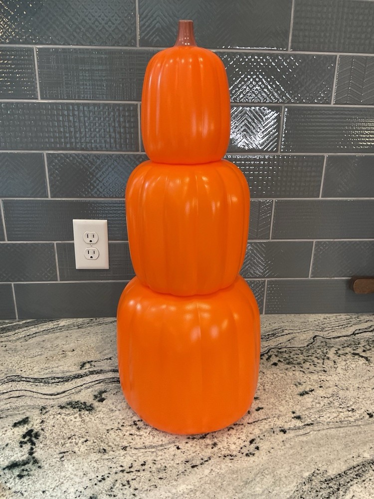 Three Piece Stacking Jack-o-Lantern Pumpkins 24 In Pumpkin Halloween Decoration