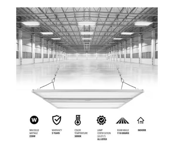 JONATHAN Y 1.98 ft. 220-Watt Equivalent Integrated LED White Shop High Bay Light gallery