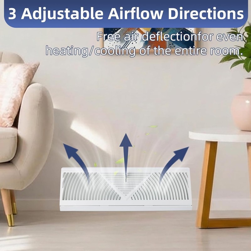 18" Baseboard Register Vent Cover White Adjustable Airflow 18x4.5 gallery