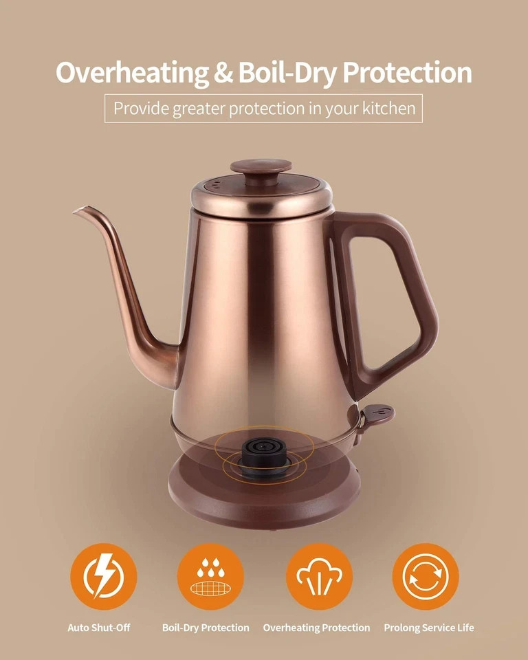 DmofwHi 1000W Gooseneck Electric Kettle (1.0L),100% Stainless Steel BPA Free LN gallery