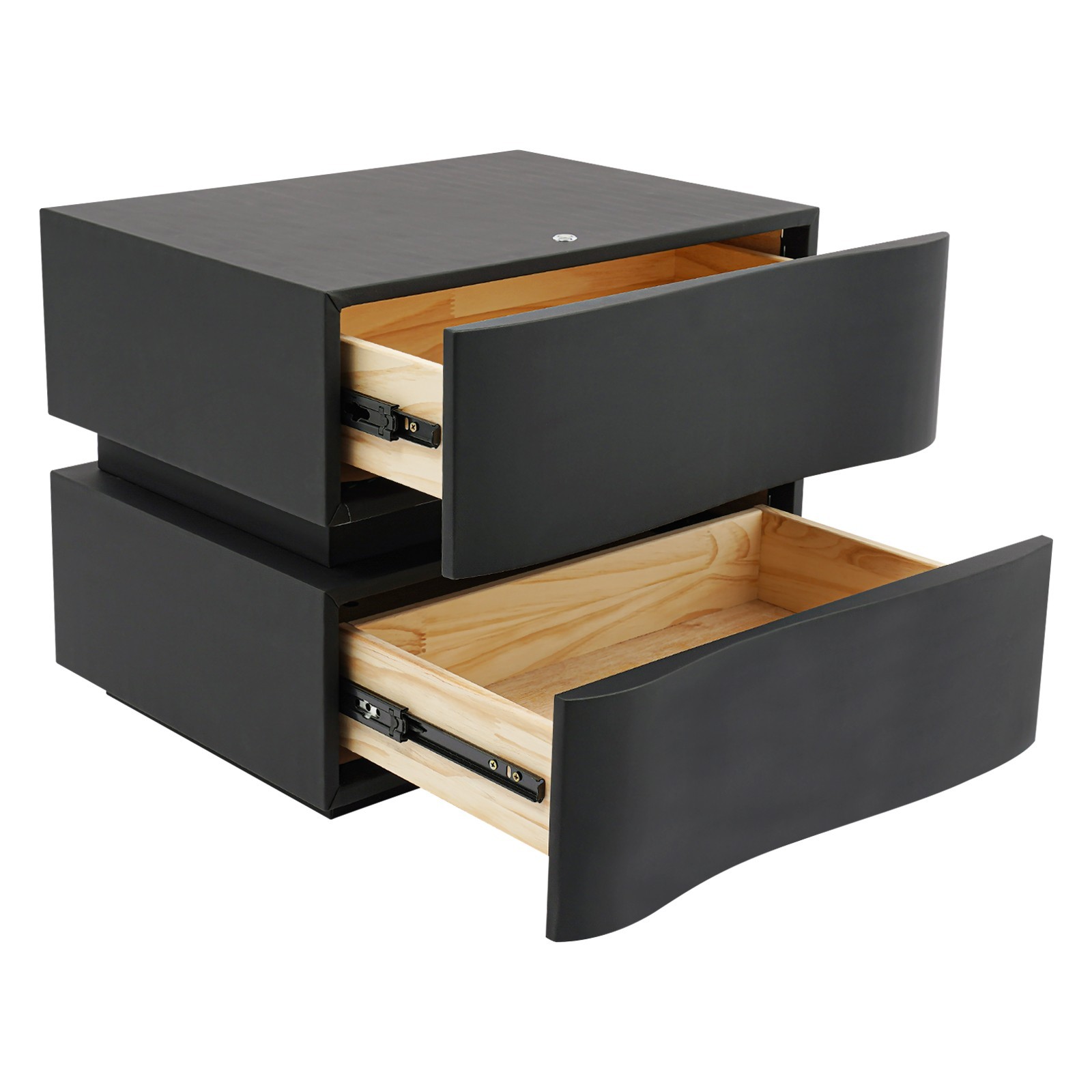 Modern Narrow Night Stand With 2 Drawers Bedside Table With Led Light Strip gallery