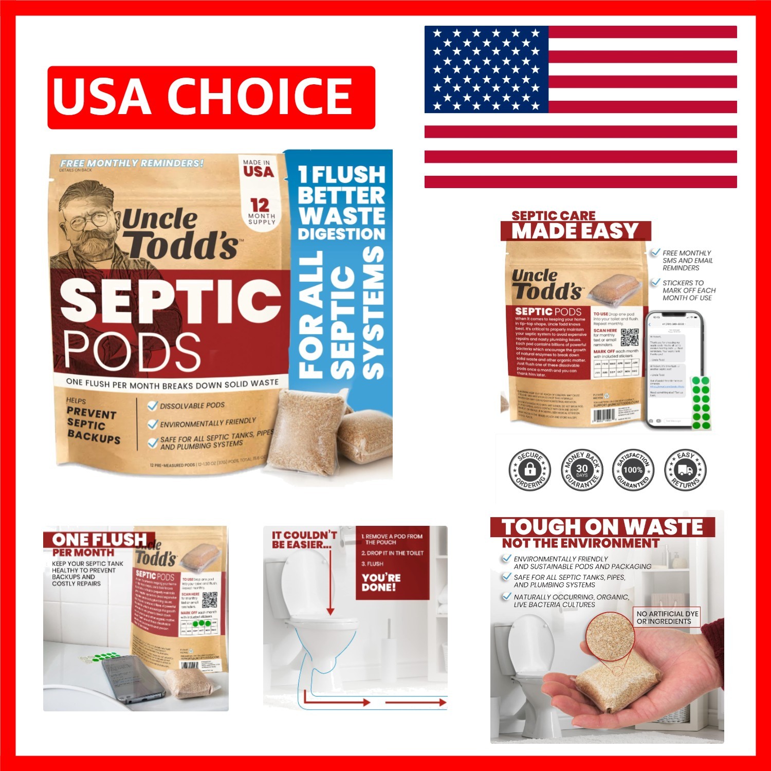 Septic Tank Treatment Pods - 12- Supply - Powerful Enzyme & Live Bacteria For... gallery