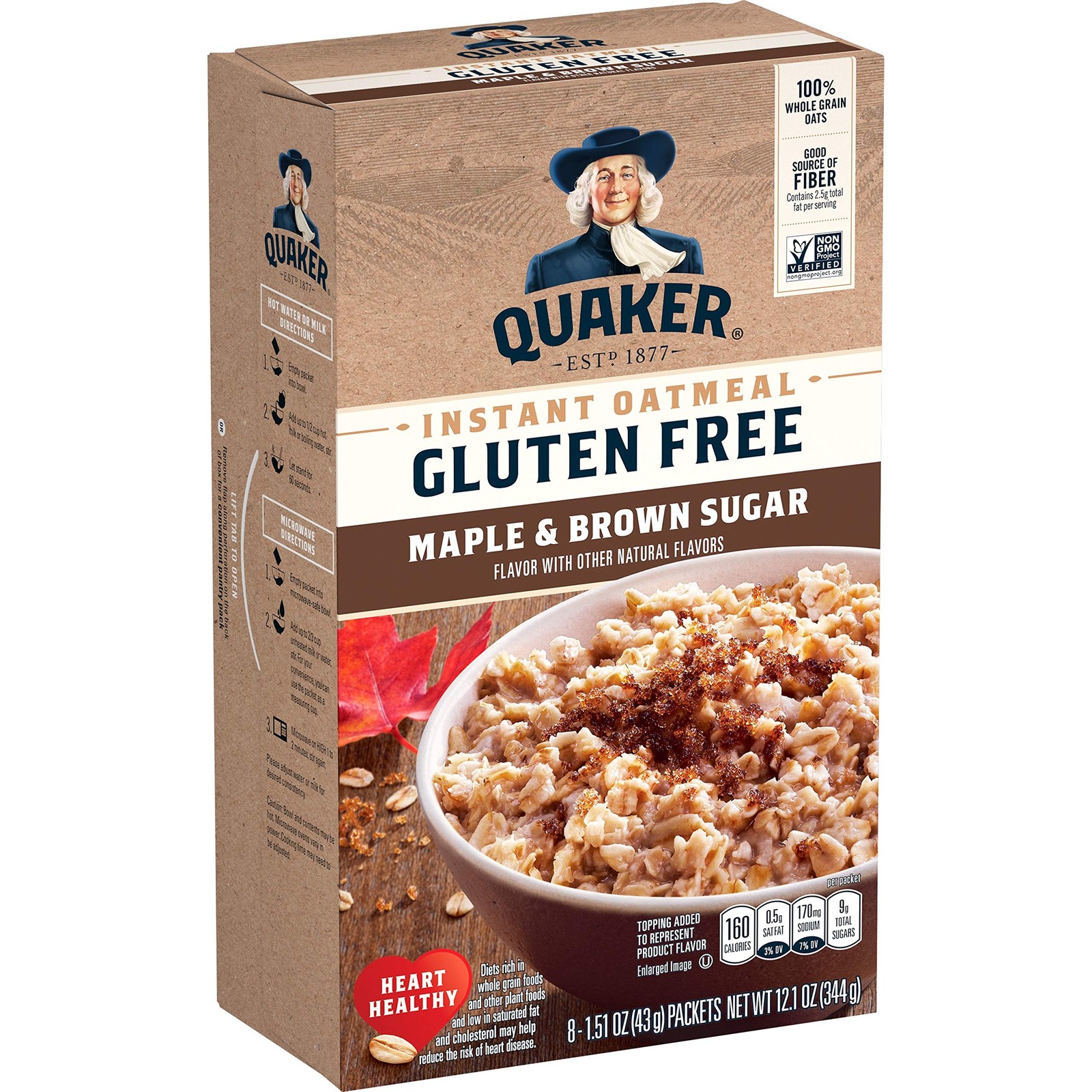 Instant Oatmeal, Gluten Free, Maple & Brown Sugar, Heart Healthy Oatmeal, Ind... gallery