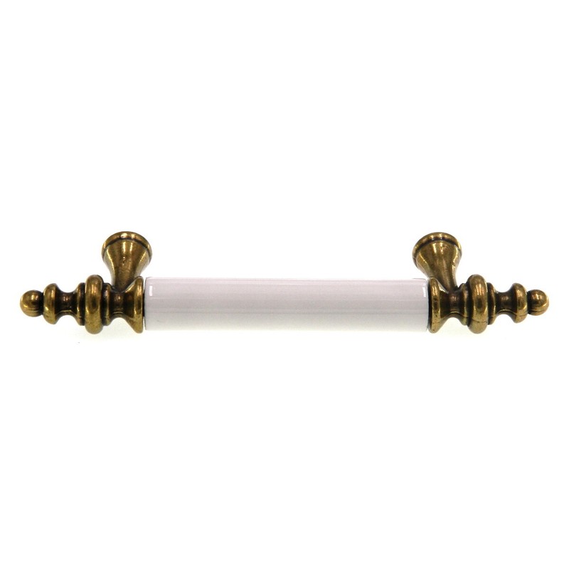 Amerock Royal Polished Brass White 3" CTC Cabinet Arch Pull Handle BP76242-WB gallery